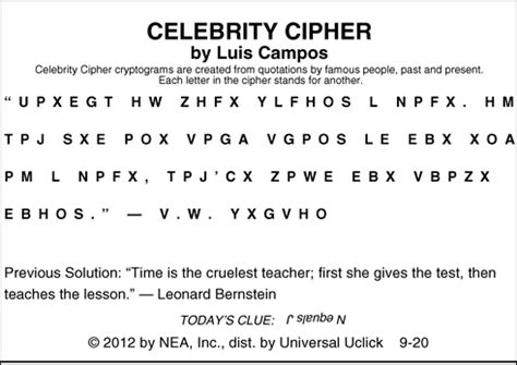 USA <b>TODAY</b>. . Celebrity cipher today